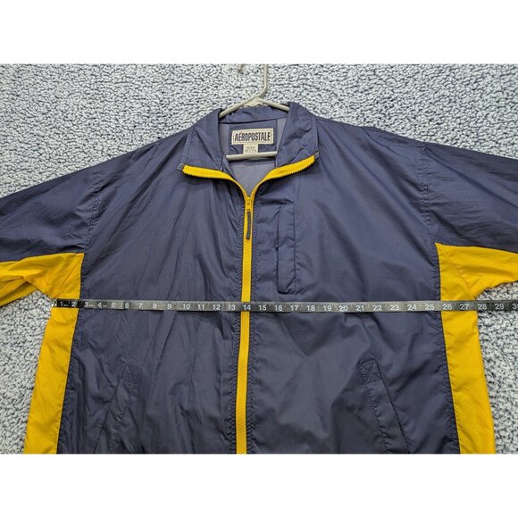 Y2K Aeropostale Windbreaker Jacket Mens L Relaxed Colorblock Track Baggy Blue - Picture 11 of 13